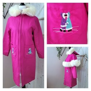 LABRADOR EMBROIDERED PARKA VINTAGE PINK FUR
